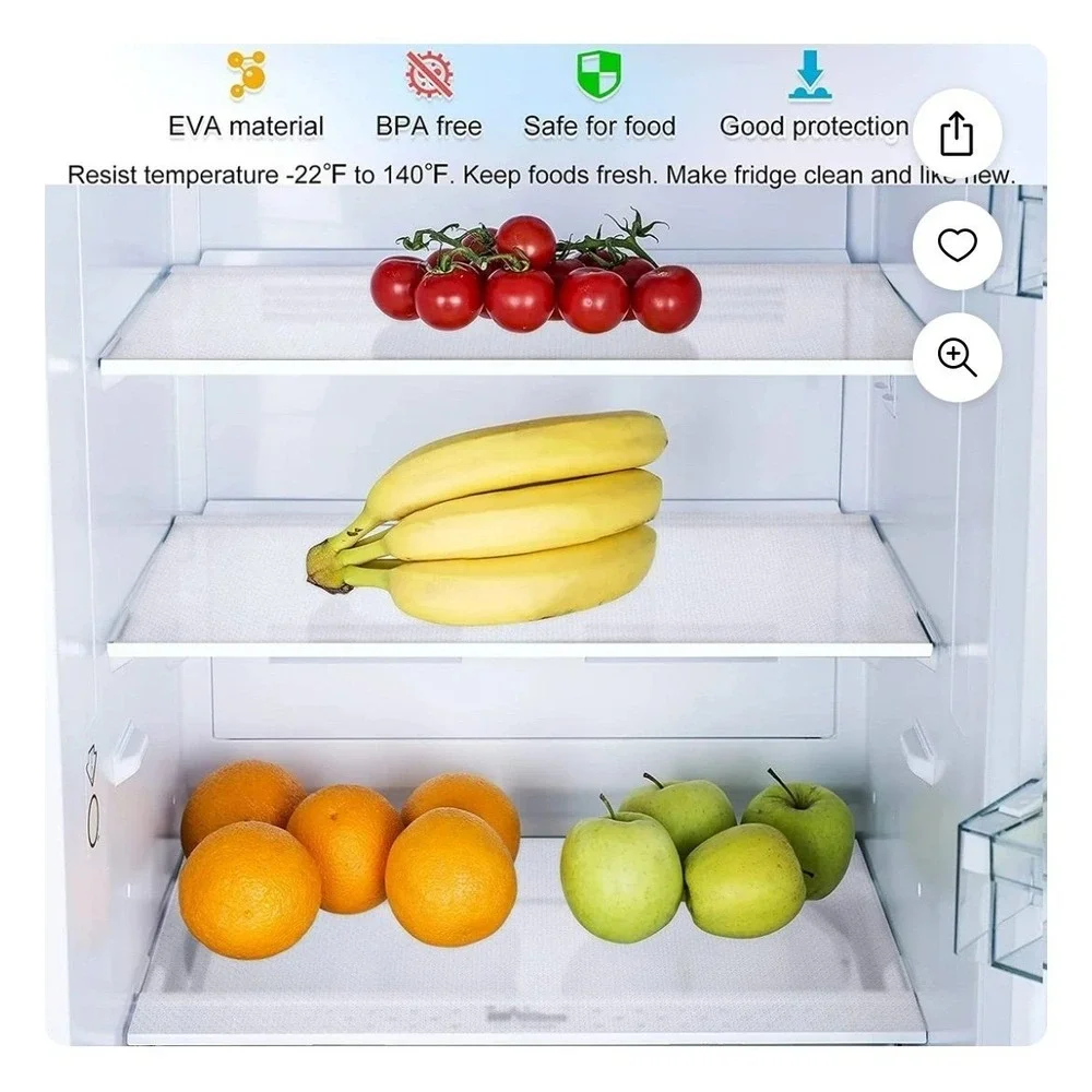 8 Pack Refrigerator Liners Waterproof Washable EVA Shelf Mats 17.7 x 12 Clear‎
